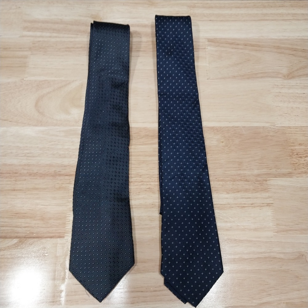 Marc Anthony Necktie Mens 2 Pack Silk Geometric Pattern Blue